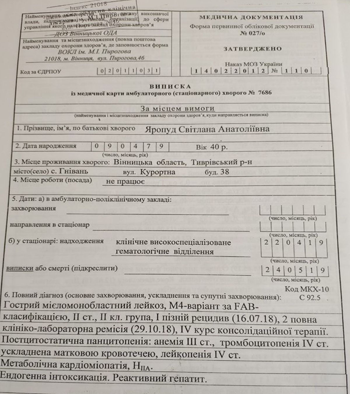 diahnoz khvoroyi vinnychanky svitlany yaropud 3