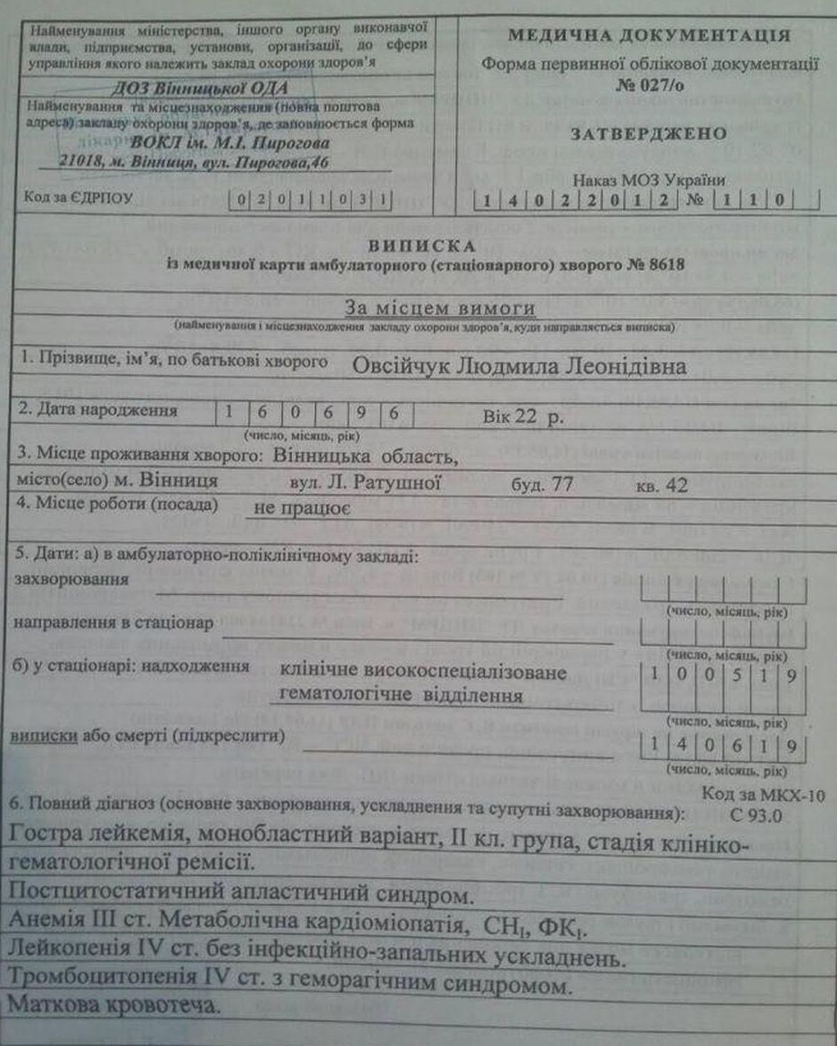 khvora vinnychanka lyudmyla ovsiychuk 2