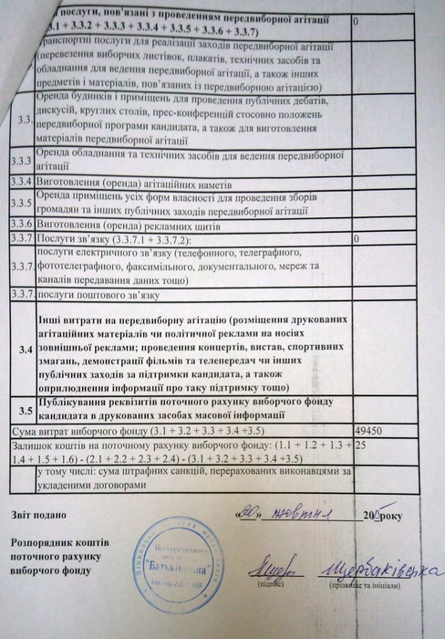 витрати Людмили Щербаківської на вибори у Вінниці фото