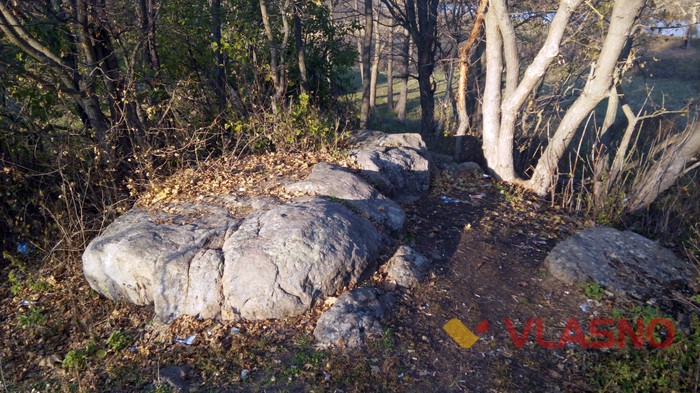 каміння біля палацу Холоневських у селі Гущинці фото