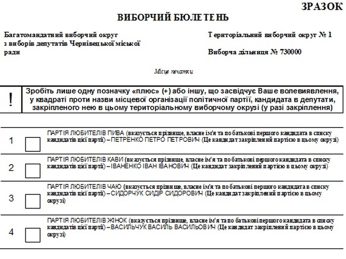 виборчий бюлетень фото