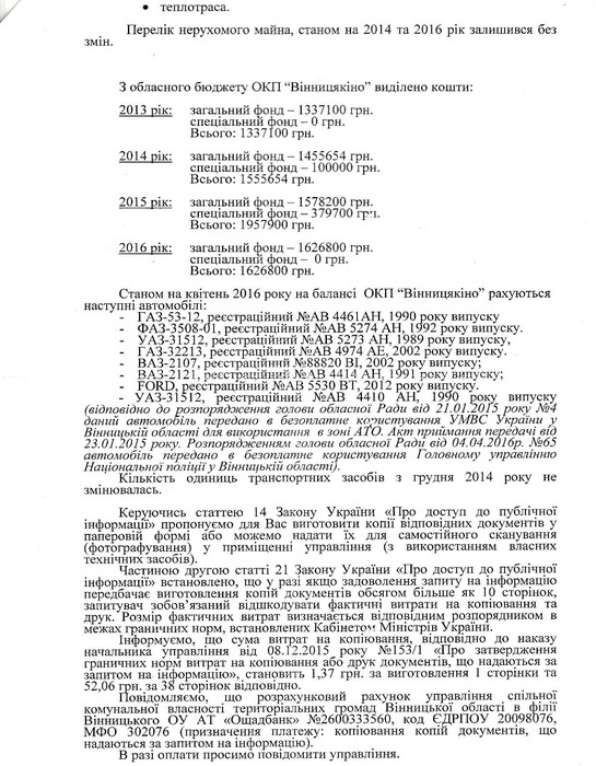 інформаційний запит Вінницякіно фото
