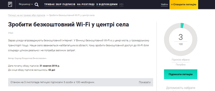 електронна петиція про безкоштовний WI-FI фото
