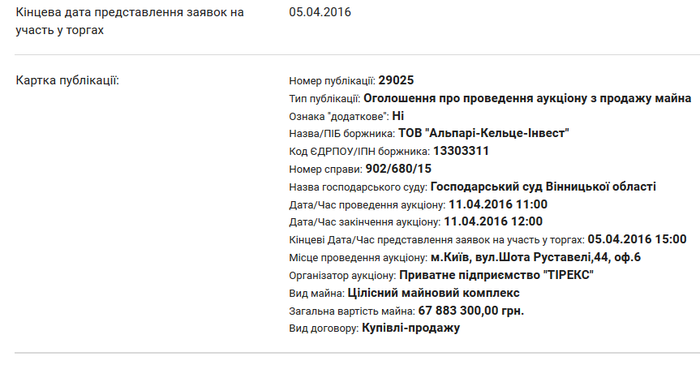 аукціон ресторан "Кельце" у Вінниці фото