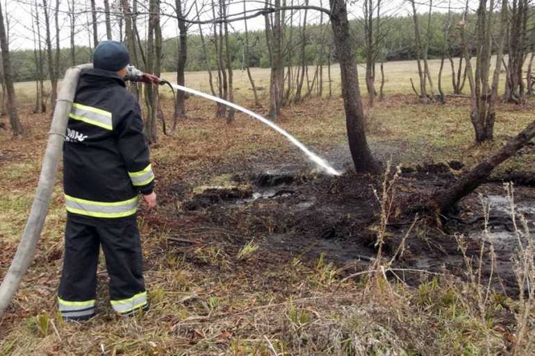 горів торф на Калинівщині фото