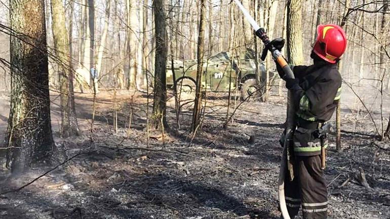На Вінничині біля Калинівського арсеналу загорілась лісосмуга