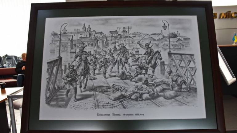 Вінничанам представили картину, на якій зображено визволення міста 1919 року